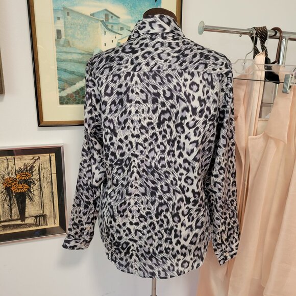 Vintage Silk leopard Print By Jonathan Martin Studio 80's Size L - Picture 4 of 5